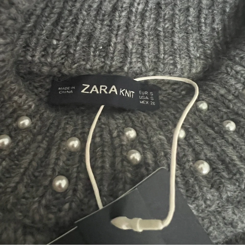 Zara Crop Pearl Sweater Small - Picture 5 of 7
